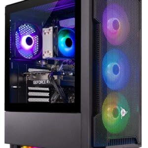 Skytech Gaming Shadow Gaming PC Desktop – AMD Ryzen 5 5600X 3.7 GHz, NVIDIA RTX 4060, 1TB NVME SSD, 16GB DDR4 RAM 3200, 600W Gold PSU, 11AC Wi-Fi, Windows 11 Home 64-bit,Black