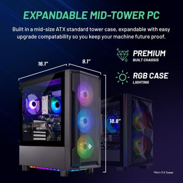Skytech Gaming Shadow Gaming PC Desktop – AMD Ryzen 5 5600X 3.7 GHz, NVIDIA RTX 4060, 1TB NVME SSD, 16GB DDR4 RAM 3200, 600W Gold PSU, 11AC Wi-Fi, Windows 11 Home 64-bit,Black - Image 6