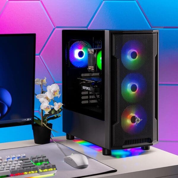 Skytech Gaming Shadow Gaming PC Desktop – AMD Ryzen 5 5600X 3.7 GHz, NVIDIA RTX 4060, 1TB NVME SSD, 16GB DDR4 RAM 3200, 600W Gold PSU, 11AC Wi-Fi, Windows 11 Home 64-bit,Black - Image 7