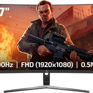 GAMEPOWER T50 27 Inch 1500R Curved Gaming Monitor, 200Hz 1080p Display, Full HD, 0.5ms Response Time, VA Panel, FreeSync, HDR, 125% sRGB, RGB Backlight, Dual Speakers, Zero Frame, HDMI/DP
