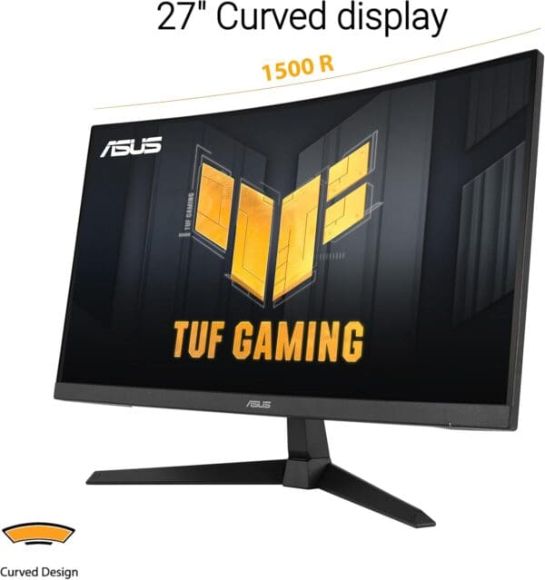 ASUS TUF Gaming 27” 1440P Curved HDR Gaming Monitor (VG27WQ3B) - QHD (2560 x 1440), 180Hz, 0.5ms, 1500R, Extreme Low Motion Blur, FreeSync, 90% DCI-P3, Shadow Boost, DisplayWidget, 3 yr Warranty - Image 2