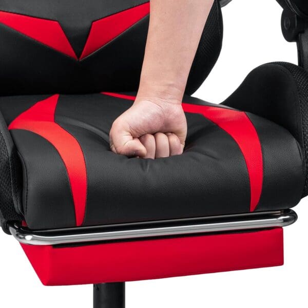 HOFFREE Gaming Chair Massage with Bluetooth Speakers and Led Lights Ergonomic Computer Gaming Chair with Footrest RGB Video Game Chair with High Back Lumbar Support Red and Black - Image 6