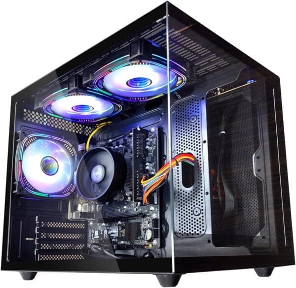 Gaming PC AMD Ryzen5 Quad-Core Processor（UP to 3.7GHz） 512GB Nvme SSD 16GB RAM（Integrated AMD Radeon Vega Graphics Prebulilt Desktop Computers Black