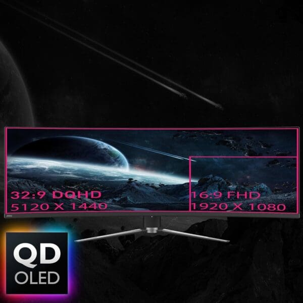 MSI MPG 491CQP QD-OLED 49" 32:9 DQHD 144Hz Curved OLED HDR Gaming Monitor, Metallic Black - Image 2