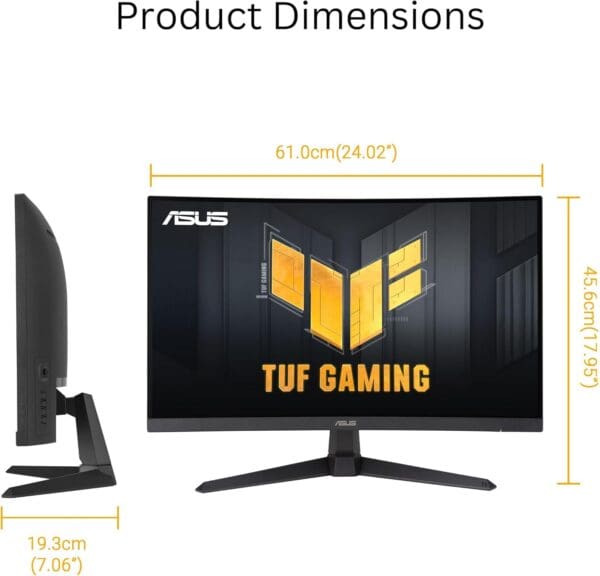 ASUS TUF Gaming 27” 1440P Curved HDR Gaming Monitor (VG27WQ3B) - QHD (2560 x 1440), 180Hz, 0.5ms, 1500R, Extreme Low Motion Blur, FreeSync, 90% DCI-P3, Shadow Boost, DisplayWidget, 3 yr Warranty - Image 8
