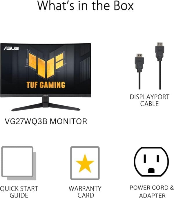 ASUS TUF Gaming 27” 1440P Curved HDR Gaming Monitor (VG27WQ3B) - QHD (2560 x 1440), 180Hz, 0.5ms, 1500R, Extreme Low Motion Blur, FreeSync, 90% DCI-P3, Shadow Boost, DisplayWidget, 3 yr Warranty - Image 7