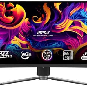 MSI MPG 491CQP QD-OLED 49" 32:9 DQHD 144Hz Curved OLED HDR Gaming Monitor, Metallic Black
