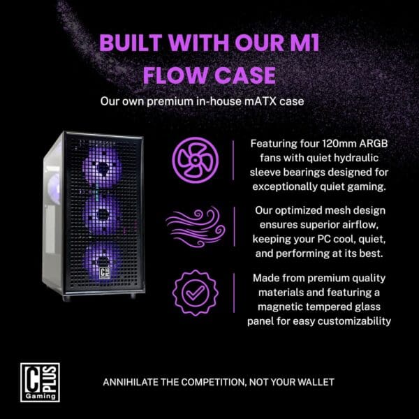 Cost Plus Gaming M1 Flow - Starter Tier Gaming PC - AMD Ryzen 5 3600 3.6 GHz, RTX 3050, 500GB NVME SSD, 16GB DDR4-3200, WiFi, 600W+ Gold PSU, WiFi, Windows 11 Home 64-bit - Image 3