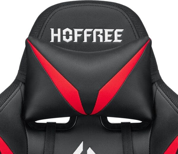 HOFFREE Gaming Chair Massage with Bluetooth Speakers and Led Lights Ergonomic Computer Gaming Chair with Footrest RGB Video Game Chair with High Back Lumbar Support Red and Black - Image 8